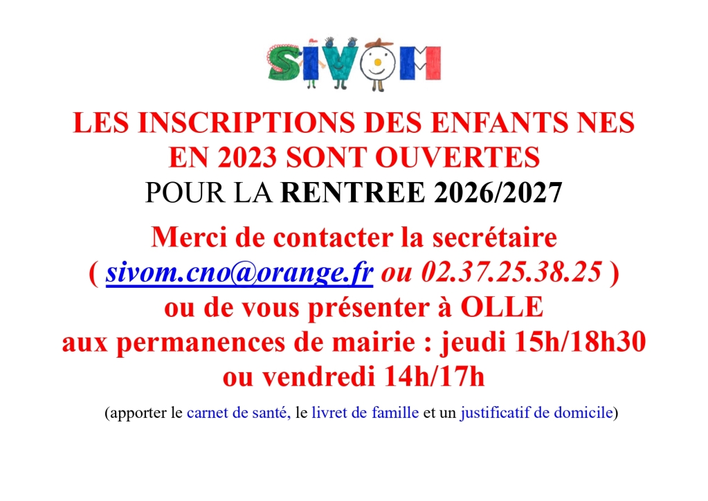 INSCRIPTION SCOLAIRE / CANTINE : RENTRÉE 2026/2027